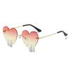 Fashion Colorful Heart Sunglasses Women Men Funny Party Sunglasses Female Big Metal Rimless Shades Eyewear Driver Goggles EMA