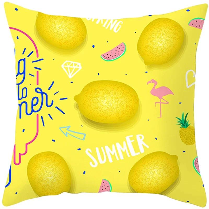 Tropical Style Fruit Cactus Printed Pillow Case Home Decor for Sofa Office Polyester Throw Pillow Cover Decorative Cushion Cover