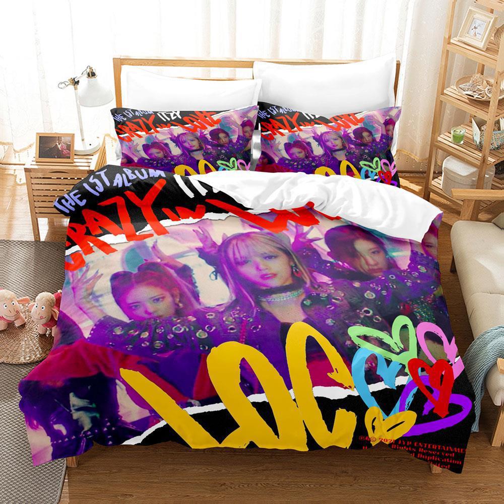 Kpop Group ITZY Bedding Set Boys Girls Twin Queen Size Duvet Cover Pillowcase Bed Kids Adult Fashion Home Textileextile