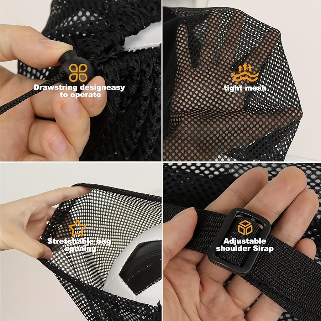 Large Capacity Mesh Sports Ball Drawstring Backpack Adjustable Shoulder Gym for Basketball Soccer Volleyball Fitness Training