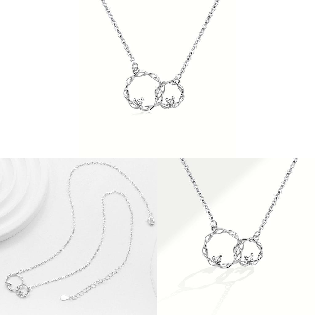 Copper Double Loop Chain Necklace With Geometric Pendant For Women
