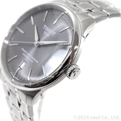Tissot Chemin Des Tourelles Powermatic 80 Watch, 39mm, with a Gray Dial and Bracelet, Officially Imported, Men's Model T1398071106100