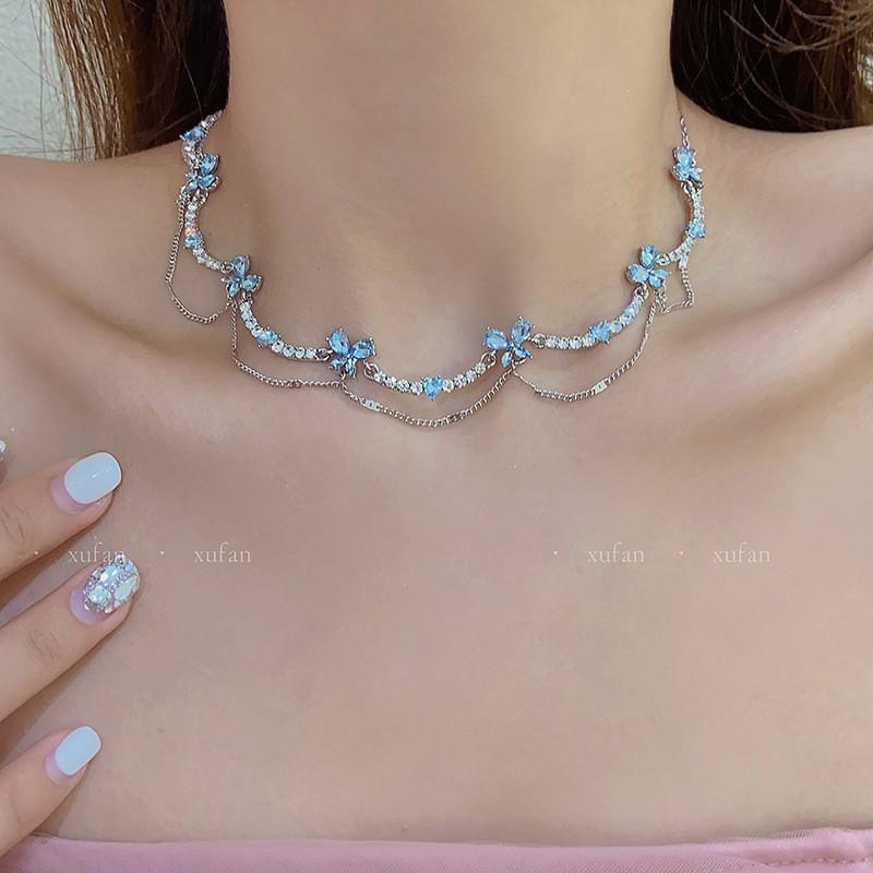 

Роскошное ожерелье-ключица с радужным цирконом - Дизайн в виде кристального сердца конфетных цветов