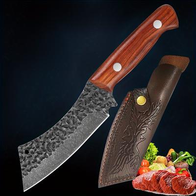 Professional Cutting Knife With Knife Sheath Forged Boning Knife Straight Knife Meat Cleaver Barbecue Knife