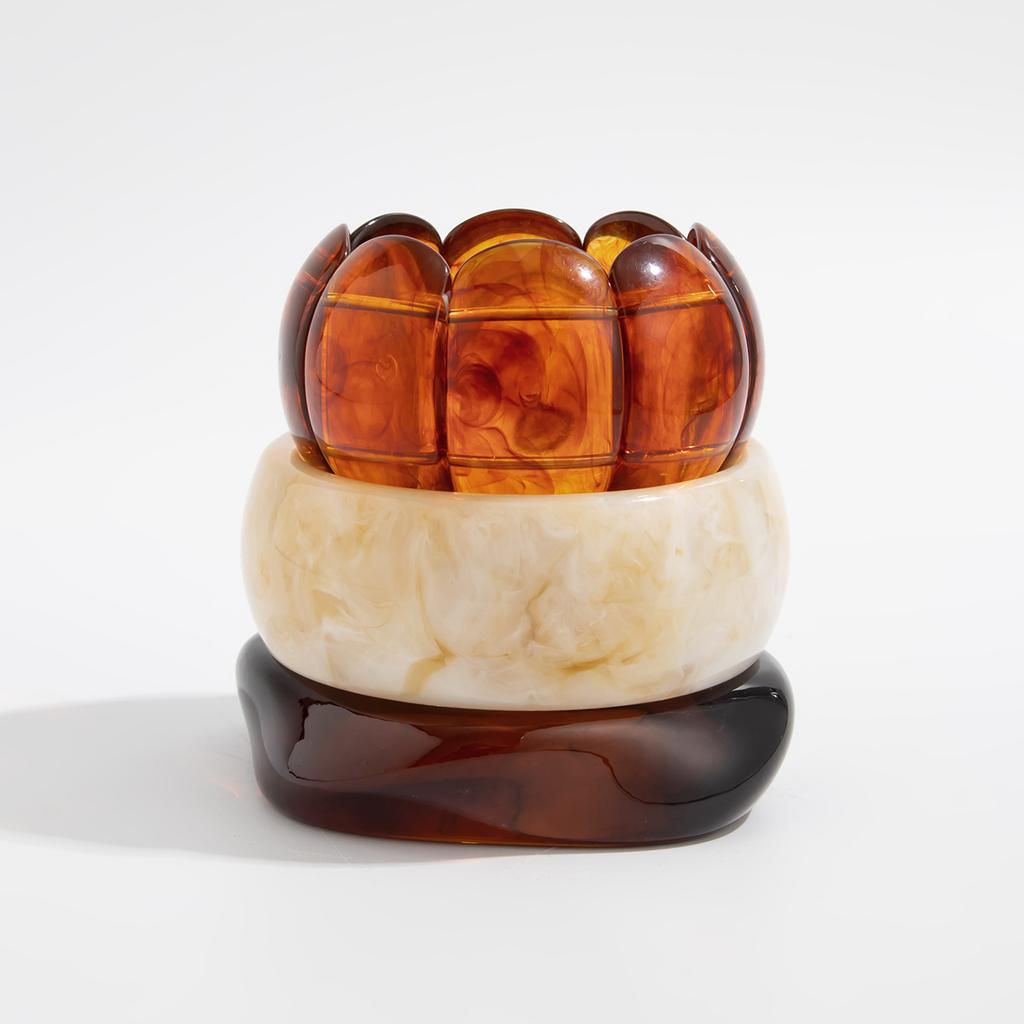 Maillard Style Smudged Acrylic Oval Bracelet, Exaggerated Special-shaped Resin Splicing Bracelet