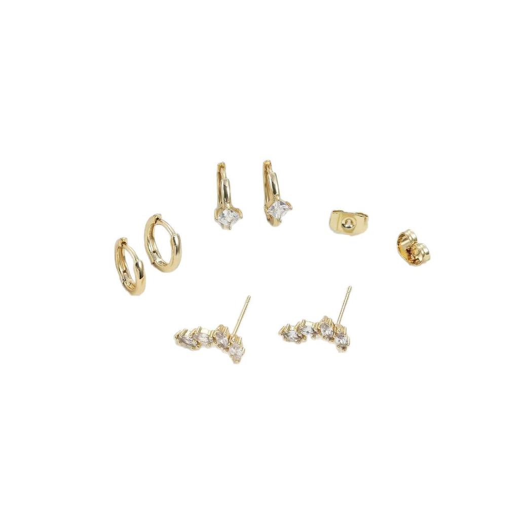 Wysokiej klasy design Pozłacane mosiężne kolczyki sztyfty z cyrkoniami dla kobiet