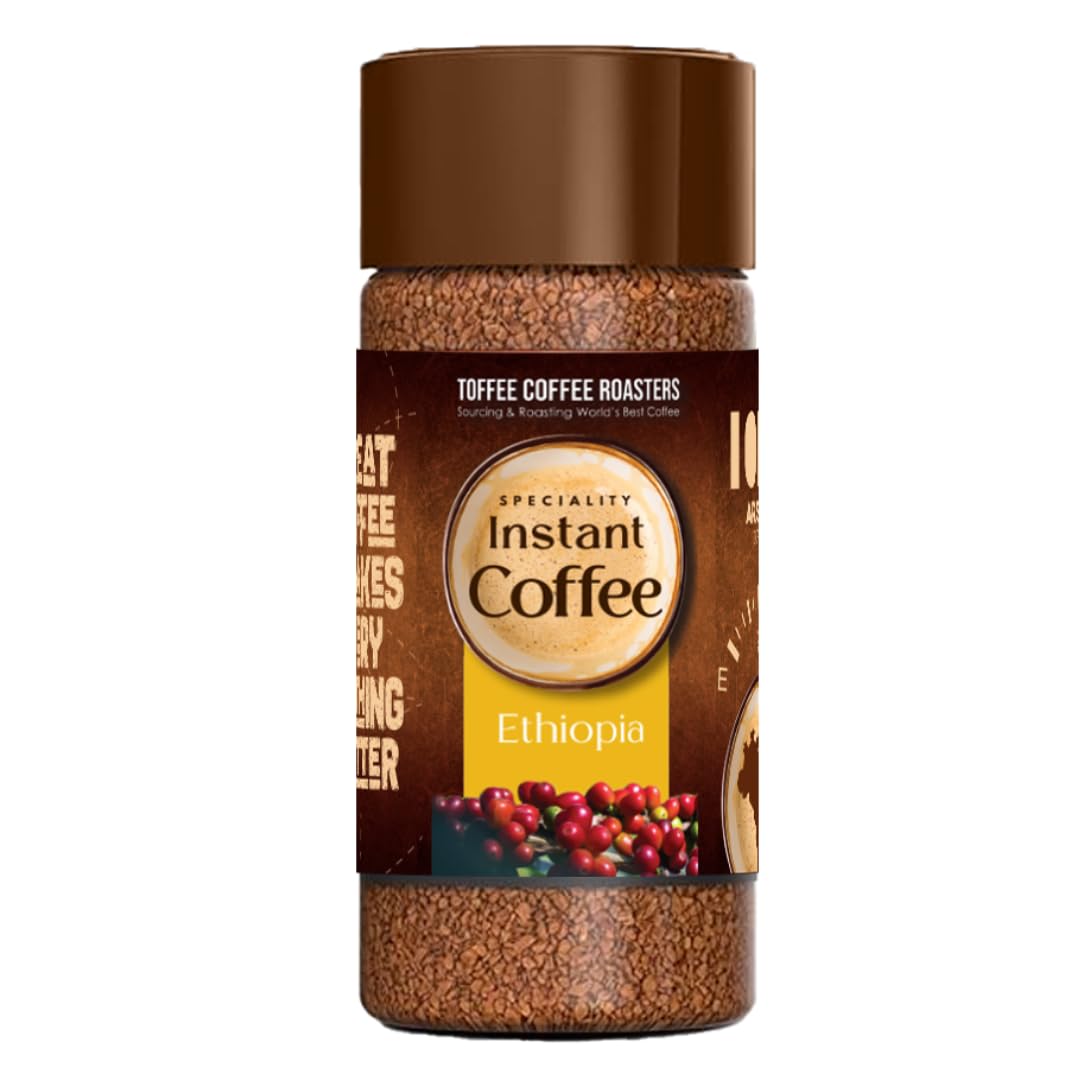 Toffee Coffee Roasters Instant Coffee 100 gm, Ethiopia Instant Coffee | As Seen On Shark Tank | 100% Arabica Coffee Powder | Ready in Seconds | Mic
