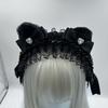 Lolita Headwear Cat Ear Love Rhinestone Headband Goth Punk Bow Headband Abi Cos Lace Hair Accessories