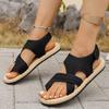Fashion New Style Popular Fashion Women's Sandals Trend Anti-slip Wear Comfortable Matching Color Sole Pure Black Shoelace Flat Sandals