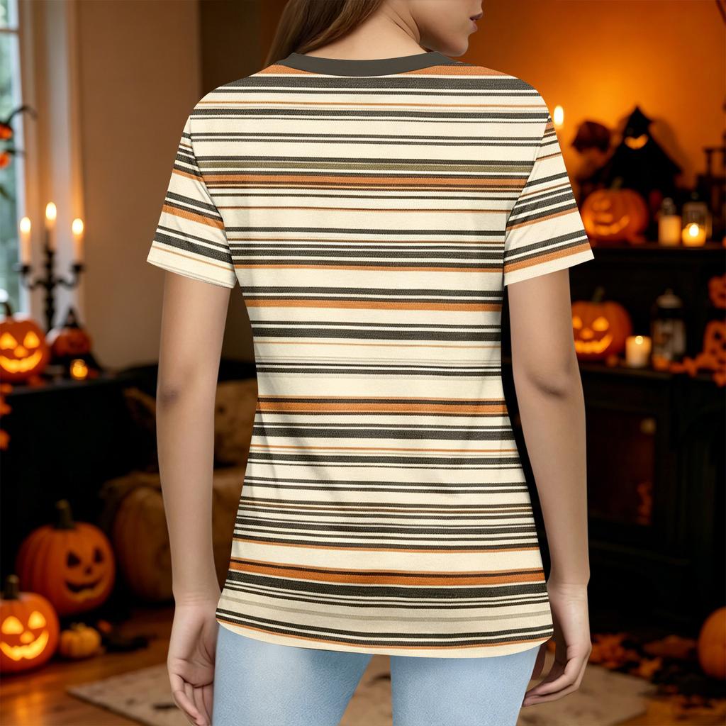 Women's Halloween Print Short Sleeve T-Shirt Casual Fashion Top
