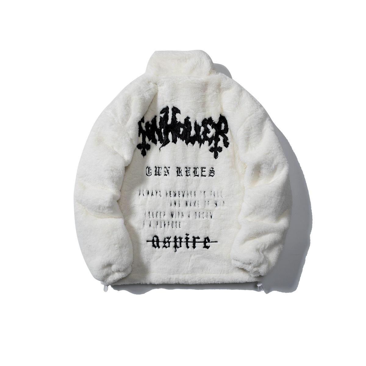 

Мужской новый уличный хип-хоп шерстяной топ с вышивкой букв, мужская теплая и холодостойкая куртка, мужская повседневная куртка XXL белый