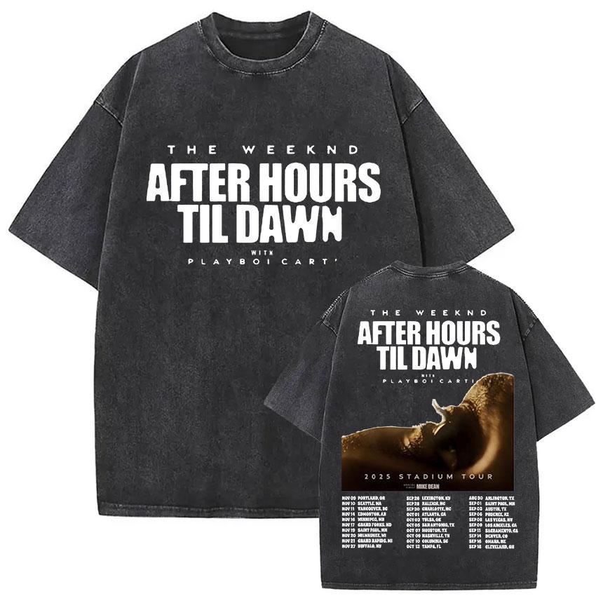 The Weeknd XO Tour Vintage Spierane Koszulka Męska Damska Muzyka Pop Krótki Rękaw Koszulki Rap Hip Hop Ubrania Gotyckie Koszulki