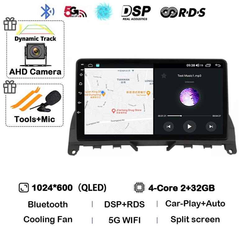 

Android 14 Carplay Auto для Mercedes Benz C Class 3 W204 S204 2006-2011 Автомобильное радио Авторадио Стерео Мультимедийный Плеер WIFI+4G DSP