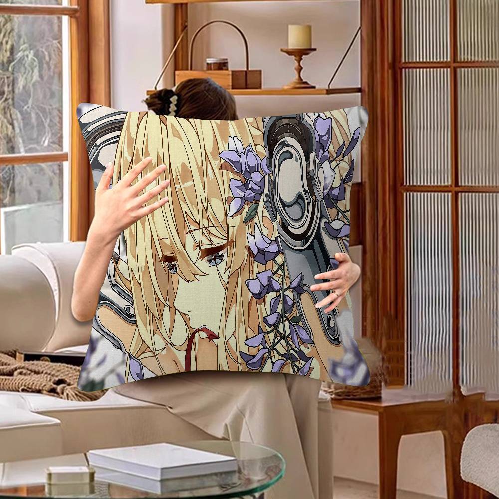 Anime Violet Evergarden Cushion Cover Inches Farmhouse Decor Home Throw Pillow Covers For Couch Decorations
