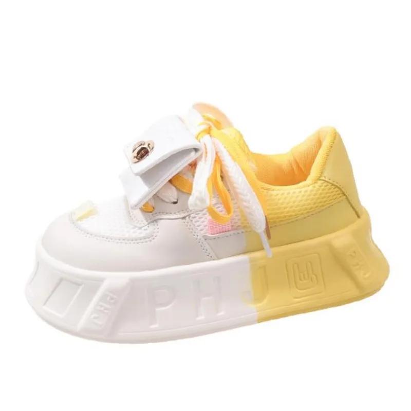 Fashion Kawaii Luxury Women's Shoes 5CM New Lightweight Fashion Versatile Casual Little Shoes Women's Matsutake Thick Sole Sports Shoes