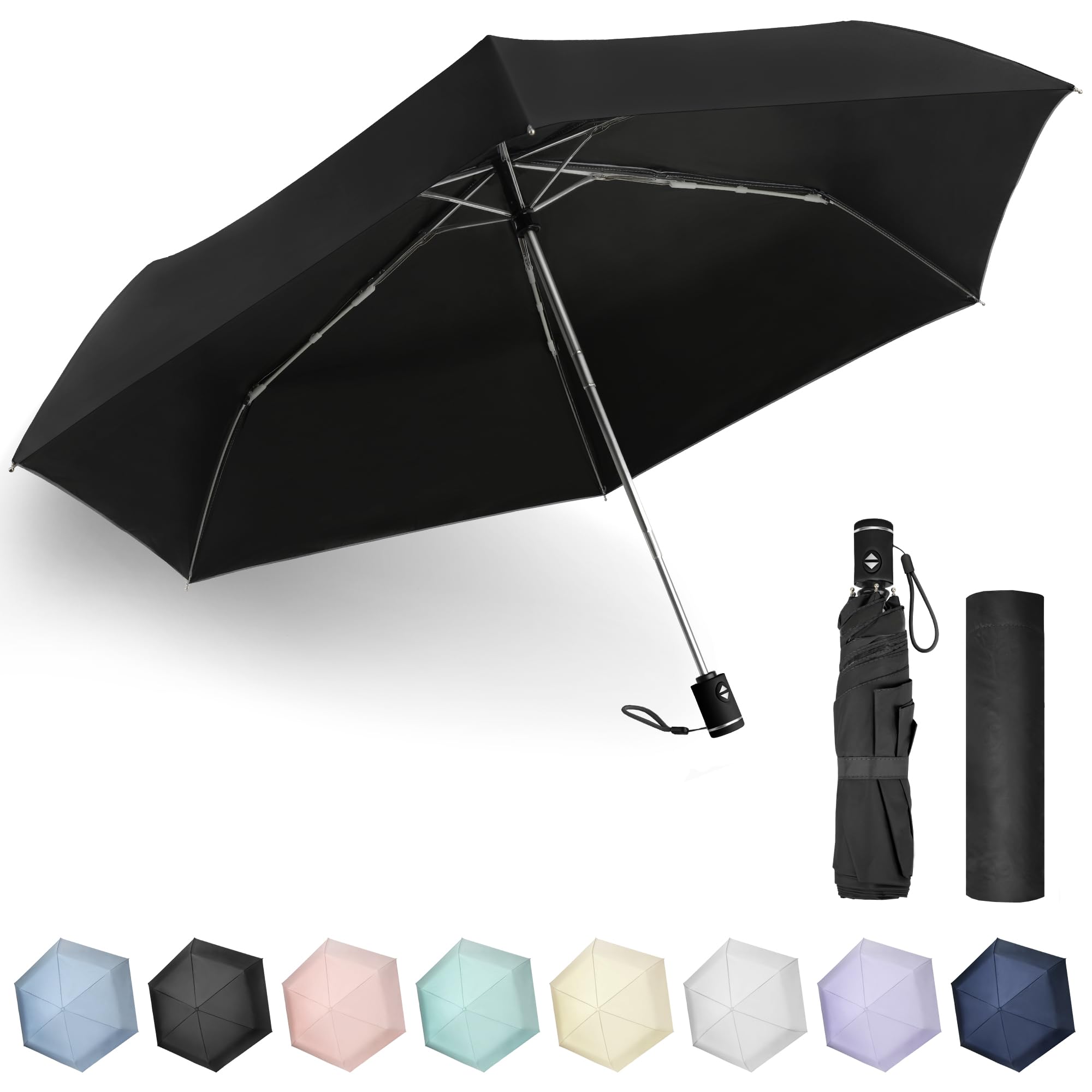 

ZOMAKE Складной Ультрафиолетовый Алюминиевый Автоматическое Открытие и Легкое Тепло для Солнечной и Дождливой Погоды Чехол для Хранения в Комплекте Зонт, Зонт от солнца, Легкий, чёрный