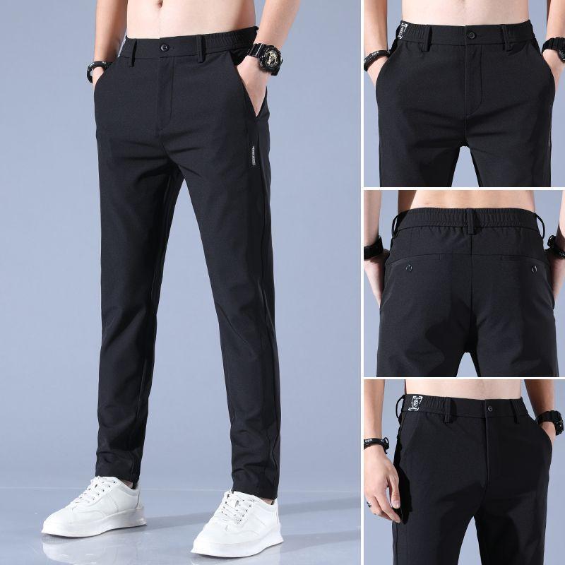 Ice pants men's summer new business fashion large size thin elastic casual trousers