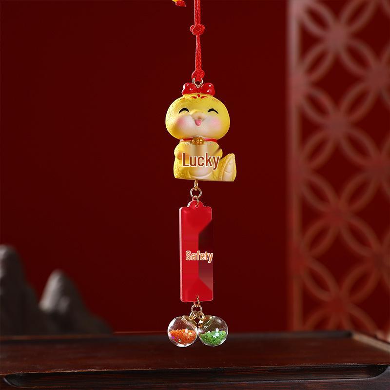 Zodiac Snake Car Pendant: Golden Snake Year Craft Decoration Mascot