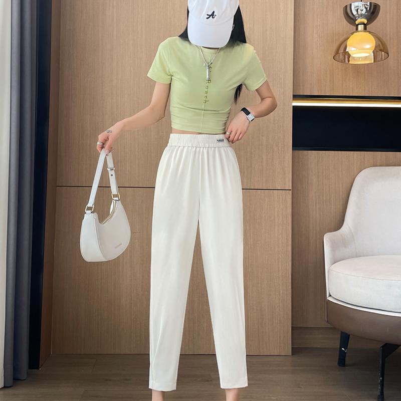 Ice Silk Harem Pants for Women, Summer Thin New Style, Plus Size, Slimming Carrot Casual Sports Pants for Spring and Autumn