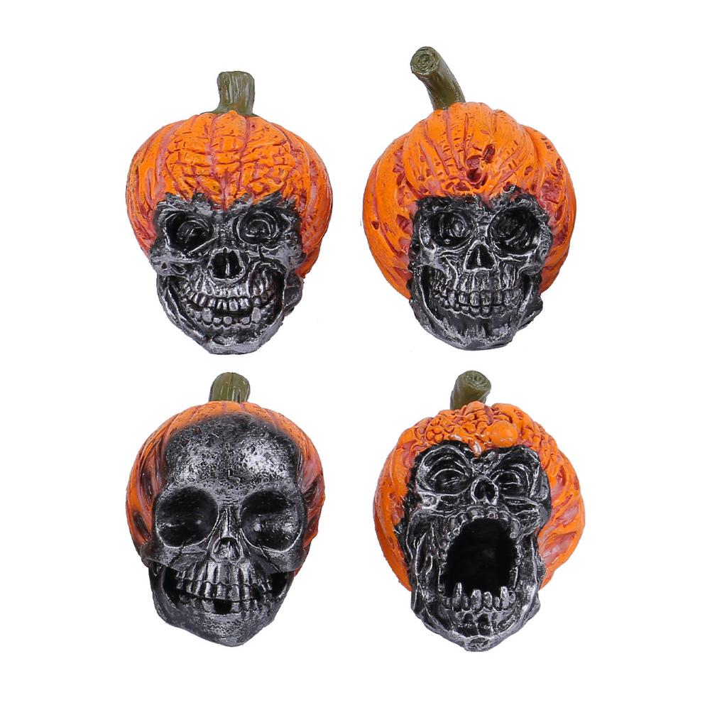 Ornamenti in resina a forma di teschio di Halloween, stanza segreta delle feste, cappello di zucca spaventoso, decorazione a forma di teschio, artigianato