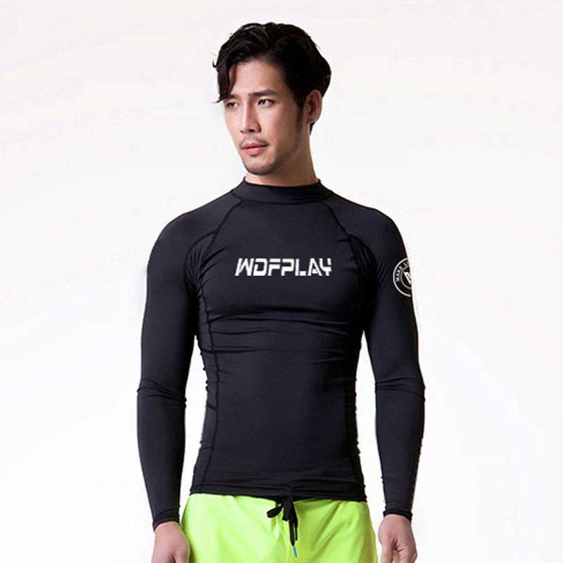 Mens UV Protection Rash Guard Long Sleeve Swim Top Snorkeling Surfing Diving Quick Dry Wetsuit Upper