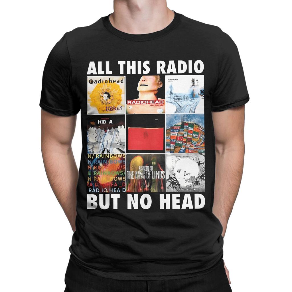 All This Radio But No Head Radiohead Rock Band T-Shirt Summer Pure Cotton T-Shirts For Mens Short-Sleeve Funny Top Tees