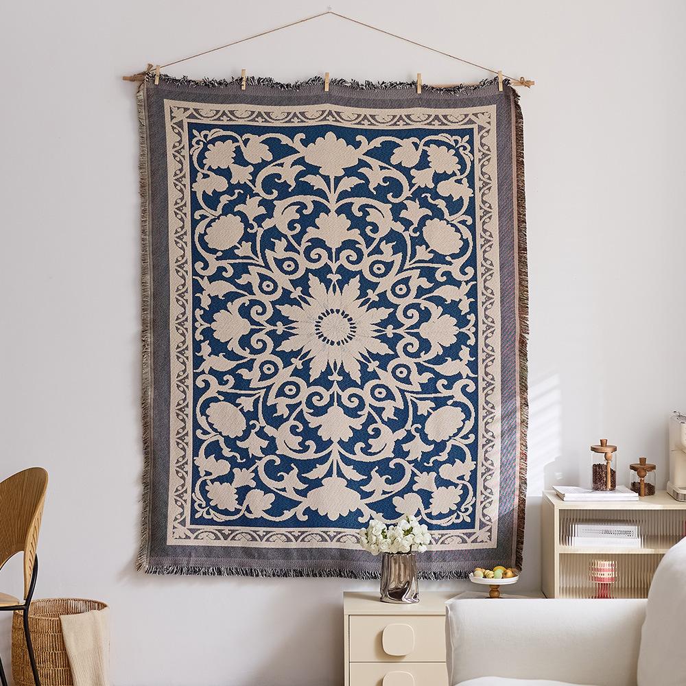 Retro Star and Moon Cloud Scene Hanging Cloth Art Style Fabric Hanging Painting Homestay Wall Decoration Background Cloth Cotton Yarn Fringed Tapestry