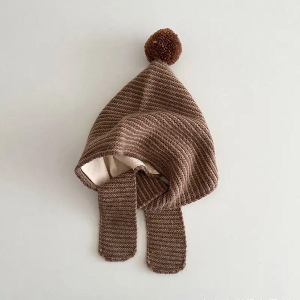 2-in-1 Children's Scarf Hat Striped Design Kids Warm Cap Knitted Hood Scarf  Children Autumn-Winter