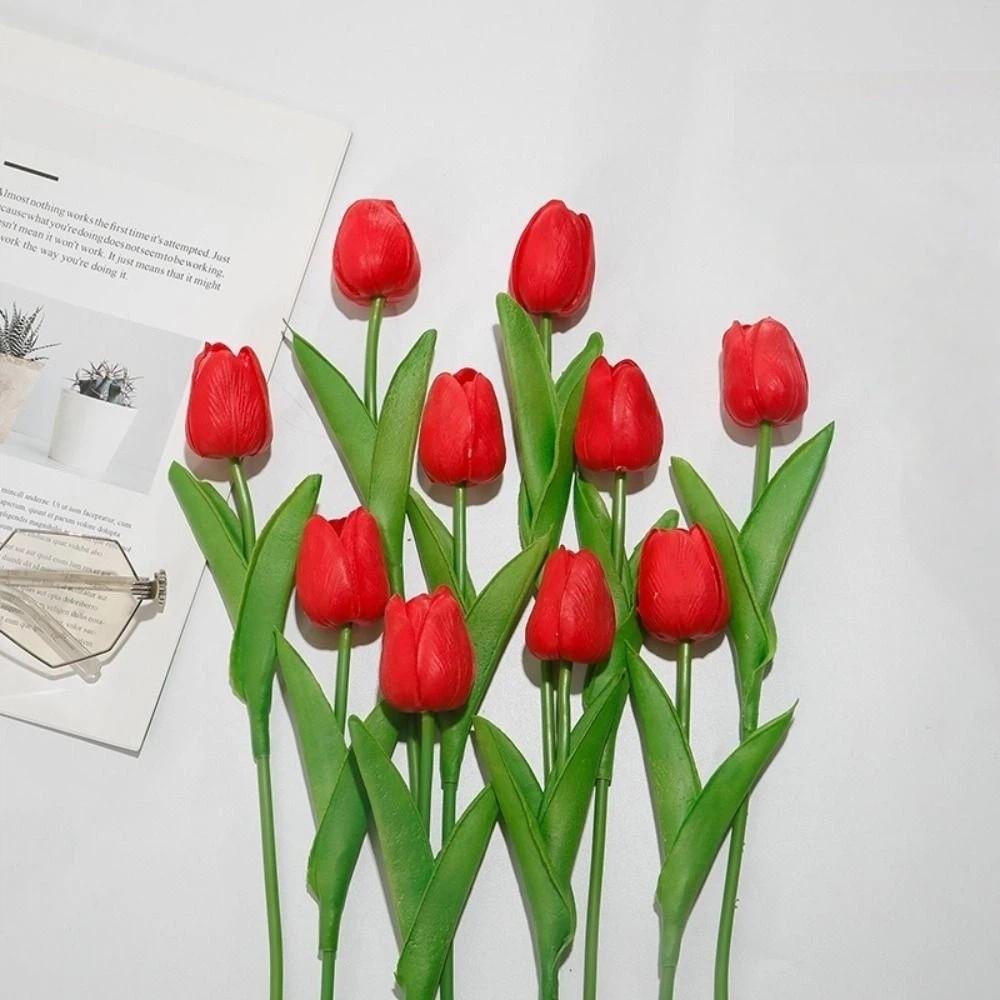 5Pcs/1Pc Luxury Latex Tulips Artificial Flowers Realistic Real Touch Hand Bouquet 41CM Simulated Bouquet For Wedding Home Decor