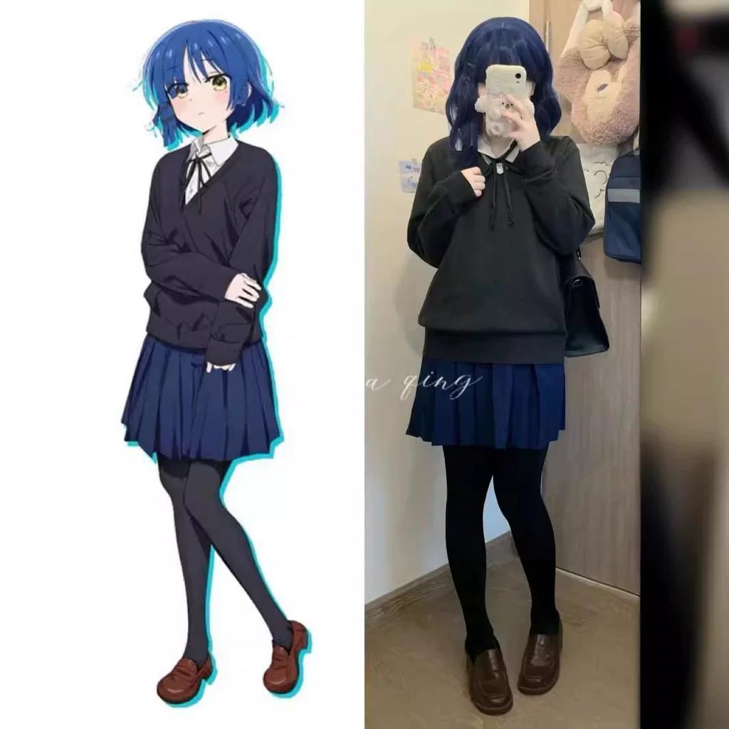 Lonely Rock Yamada Ryo Cosplay Costume Japanese Anime JK Uniform Set Sweater & Mini Skirt Outfit