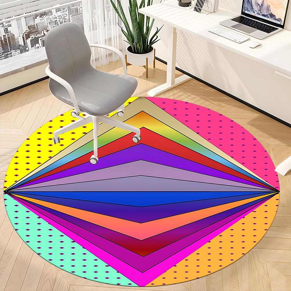 1pc Colorful Diamond Pattern Chair Carpet for Office Non Slip, Machine Washable Rug for Office, Room Holiday Decor for Christmas, Birthday Polyester