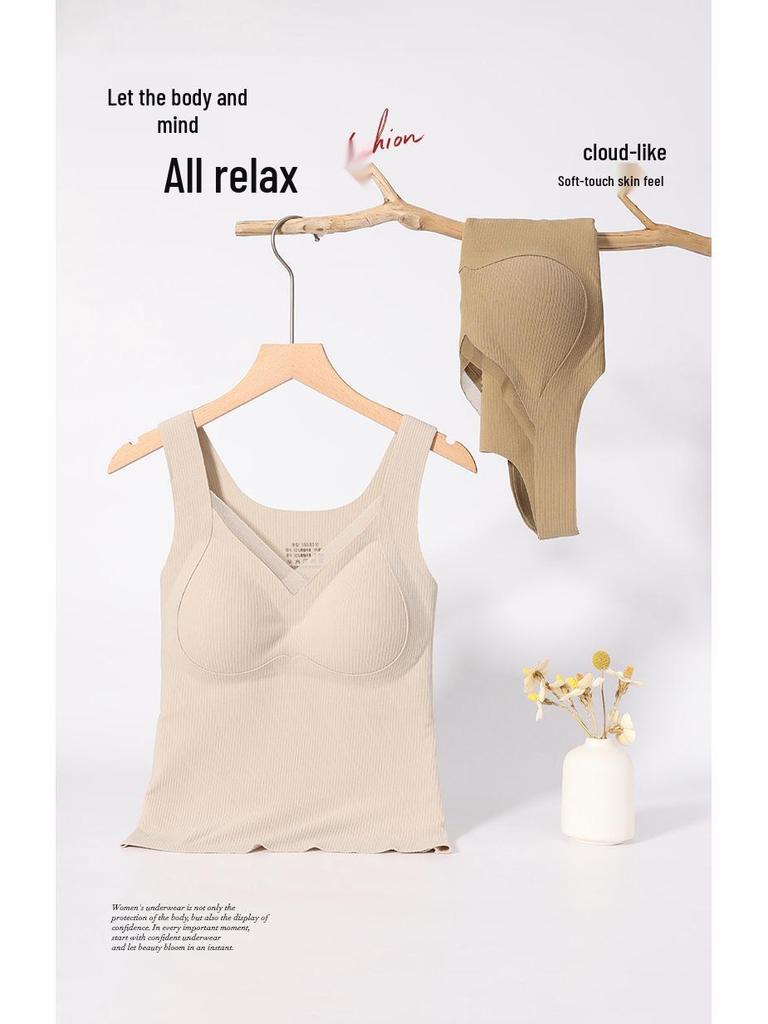 Women's Seamless V-Neck Vest - Warm, Slimming Base Layer with Built-in Support