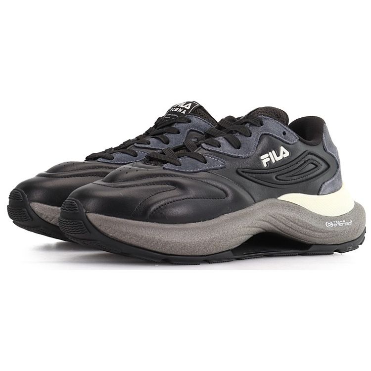 Fila Fusso Icona Fabric Top Layer Cowhide Two Layer Suede Leather Fashion Sports Low Top Casual Shoes Men Sneaker Black Gray F12M213113FBT