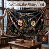 Floral Garden Theme Throw Blanket Custom Name Text Personalized Blanket Soft Cozy Blanket for Home Sofa Bed