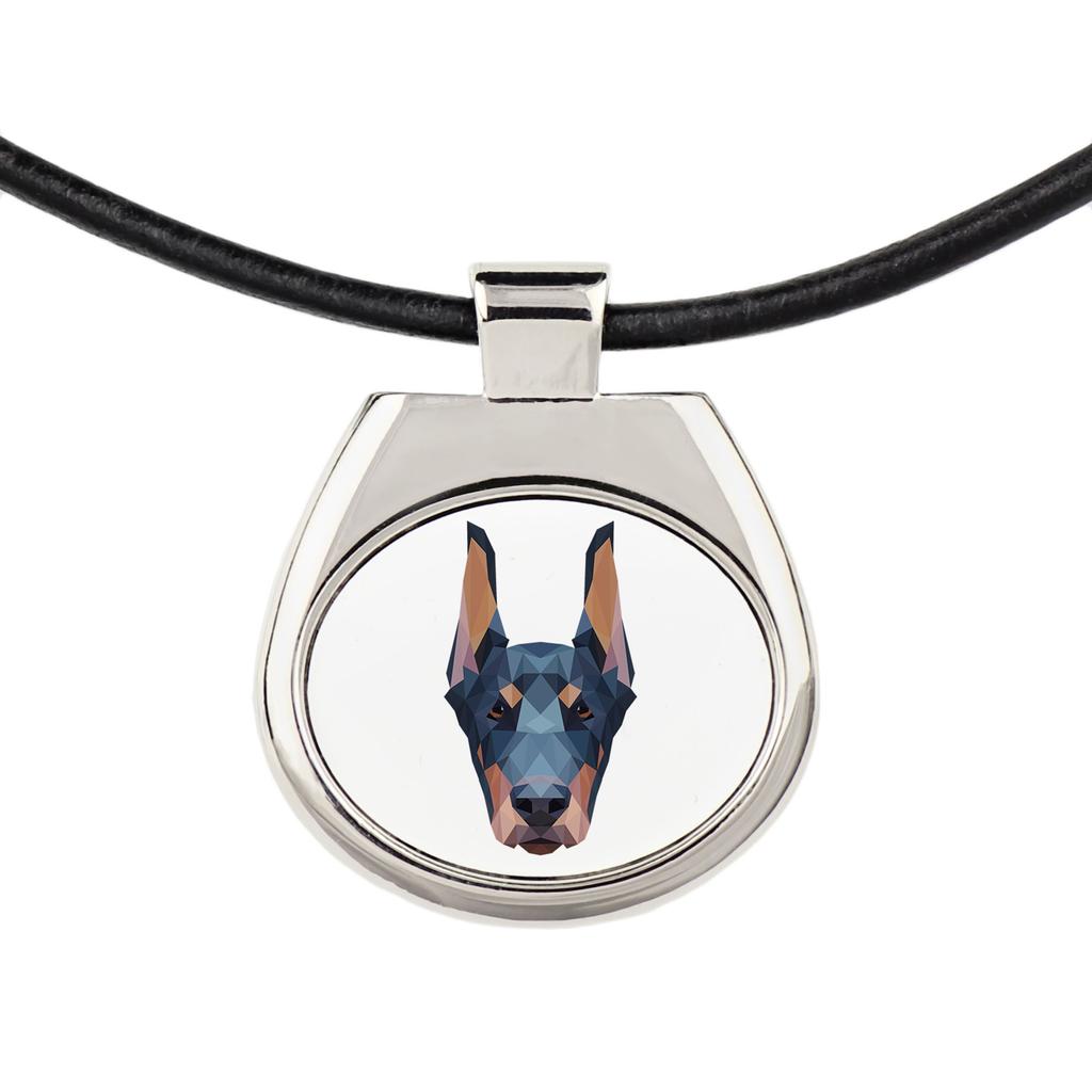Doberman, Dobermann I -Naszyjnik Ze Zdjęciem I Napisem Geometryczny Marki Art-Dog