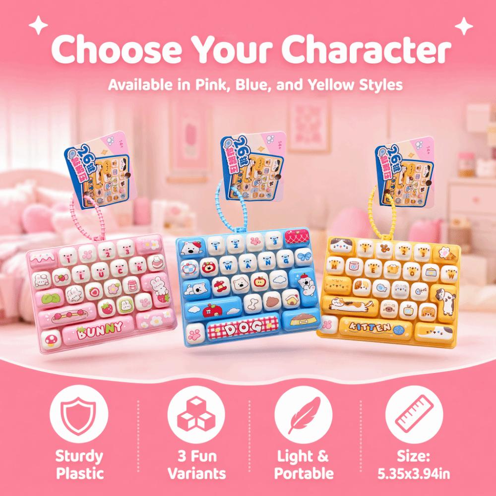 Cute Stress Relief Keyring Cartoon Animal Fidget Bag Pendant Travel