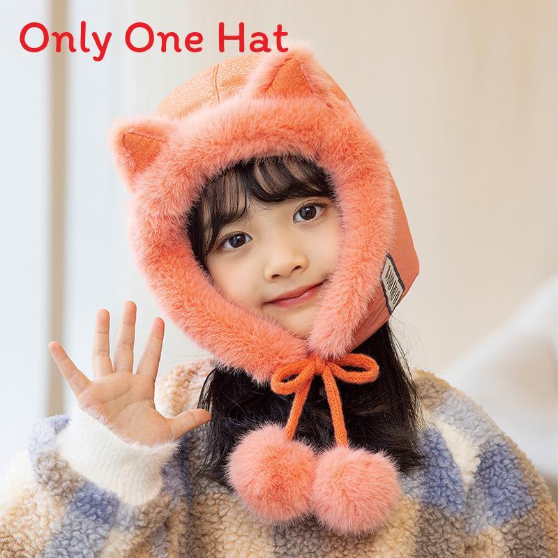 Winter Kids Hat With Fleece Lining And Cartoon Design For Cold Weather Comfort