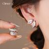 Cold wind geometric leaves zircon earclips personality temperament no earrings earrings women