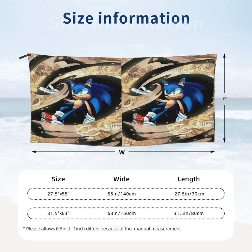 Shadow The Hedgehog Beach Towel Soft Microfiber Quick Dry Absorbent Quick Towels For Pool