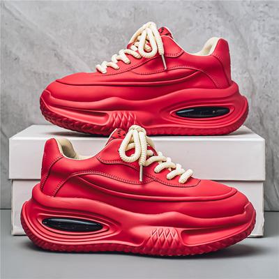 Men's Leathers Trend Clunky Sneaker Outdoor Non Slip Breathable Casual Running Sport Shoes Comfortable Work Shoes