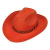 Unisex Western Cowboy Hat Wide Brim Roll‑Up Brim Double‑Top Felt Fedora Hat,10 Colors,Multiple Optional Detachable Hat Bands