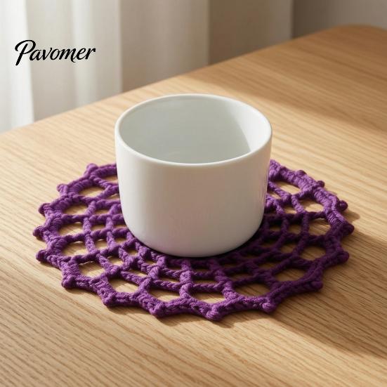 Decorative Gothic Yarn Coasters Spider Web Crochet Coaster, Handmade Knitted Drink Mat, Aesthetic Table Boho Style Dining Mats Protection Mats,