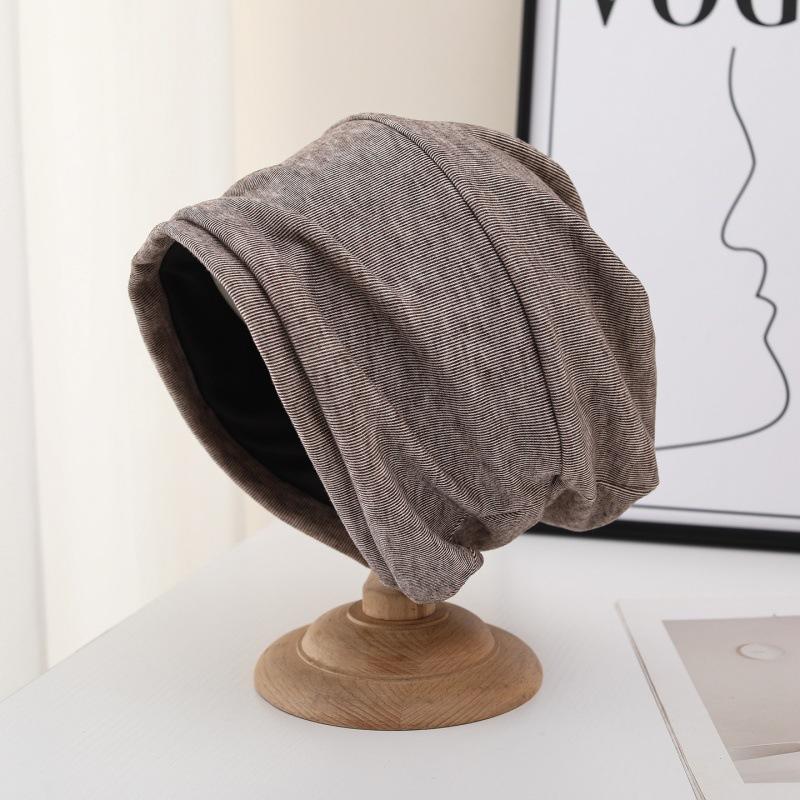 Lazy wind big head circumference stacking hat women's casual versatile headgear autumn and winter warm ear protection knitted pullover hat