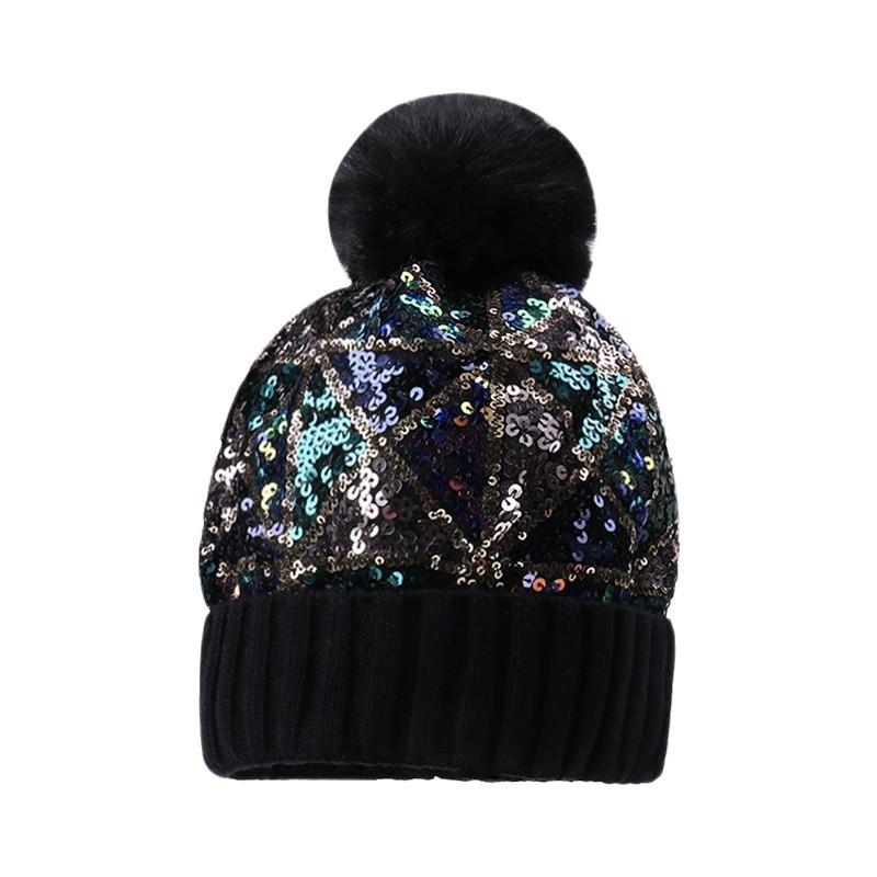 European and American Fashion Trendy Sequined Knitted Wool Hat Men's and Women's Autumn and Winter Personality Street Versatile Thermal Hat Ear Protec
