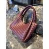 26 New leather women's bags sheepskin cross-border simple fashion tote bag nappa sheepskin retro woven single udj