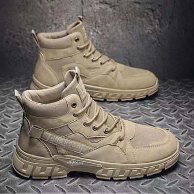 Neue Herren Retro High Top Arbeitsstiefel, Rutschfeste und Langlebige Wanderschuhe, Bequeme Taktische Wüsten Outdoor Herrenschuhe