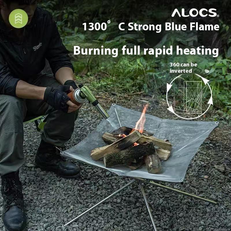 ALOCS Outdoor Camping Green 1300°C Portable Vaporizer - Adjustable Soft/Hard Flame, Electronic Ignition for Cooking and Lighting