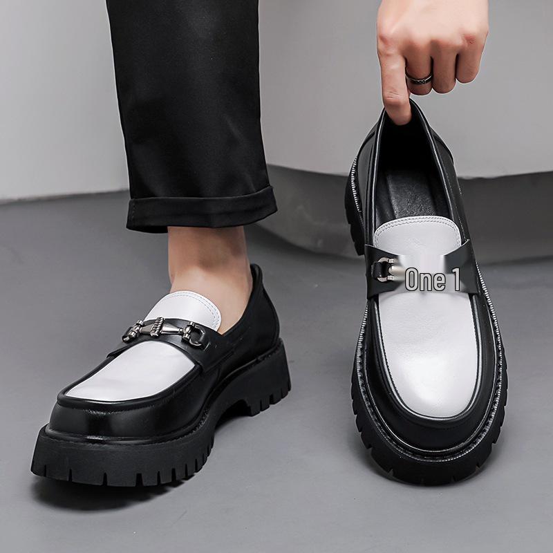 Herren Übergröße Colorblock Leder Formelle & Freizeitliche Slipper mit dicker Sohle