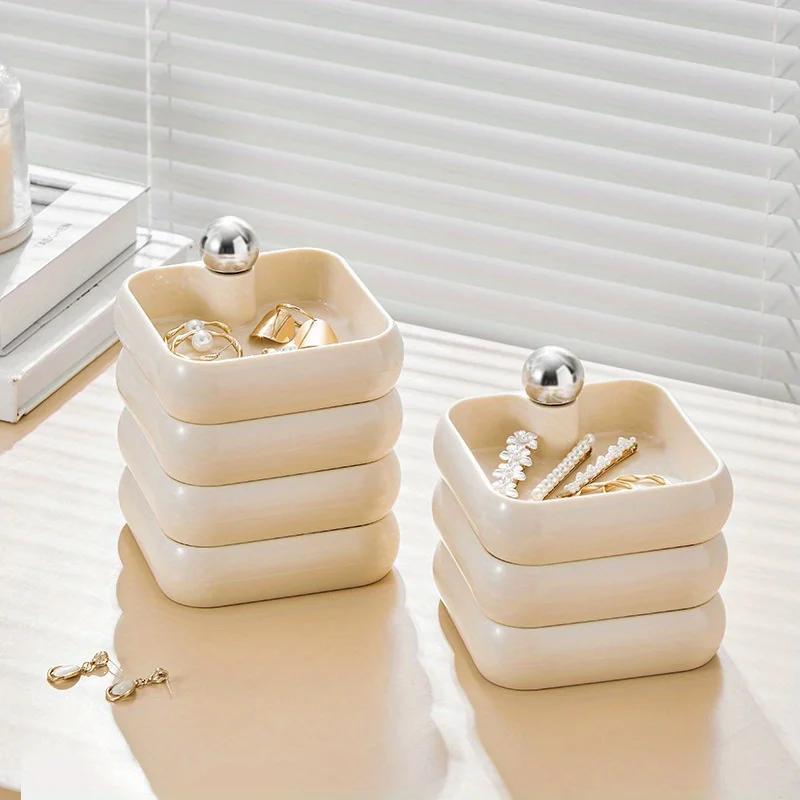 Rotating Jewelry Box 3/4 Layers ABS Resin Home Dressing Table Accessories Multi-layer Storage Box