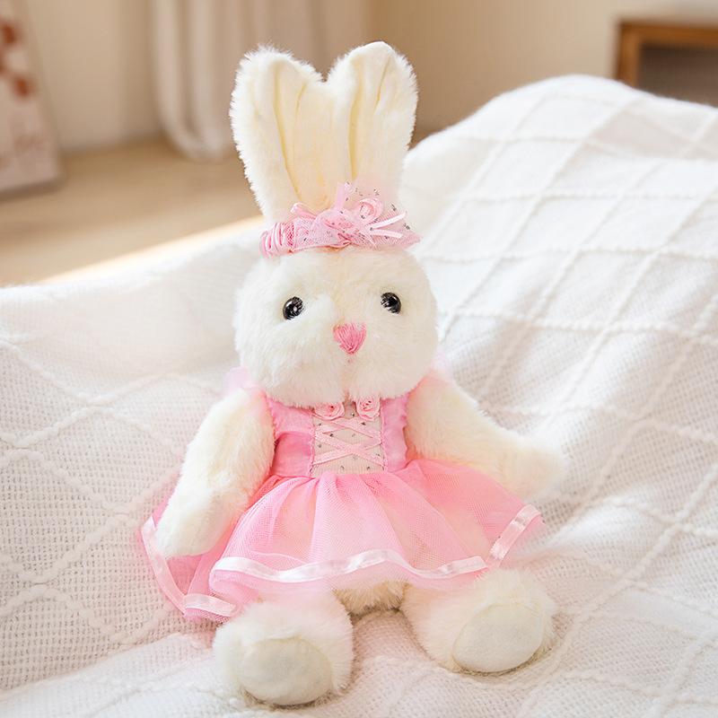 Cute Dress Teddy Bear Doll Plush Toy Wear Skirt Little White Rabbit Doll Children Sleeping Soothing Ragdoll